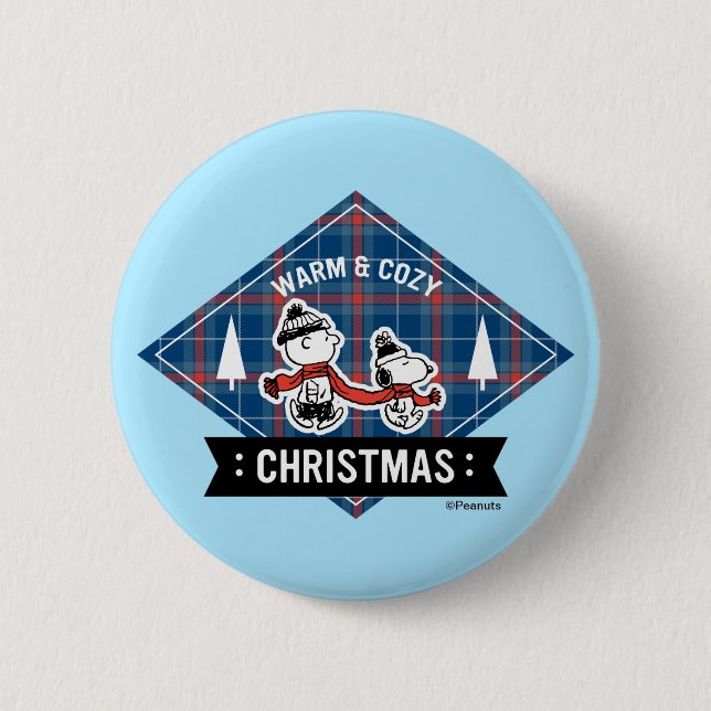 Bóton Redondo 5.08cm Amendoins | Snoopy & Charlie Brown Warm & Cozy (Frente)