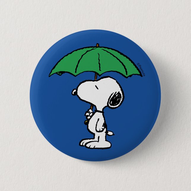 Bóton Redondo 5.08cm Amendoins | Snoopy Green Umbrella (Frente)