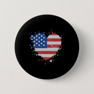 Bóton Redondo 5.08cm America Love Flag Usa Heart Do Dia 4 De Julho Amer