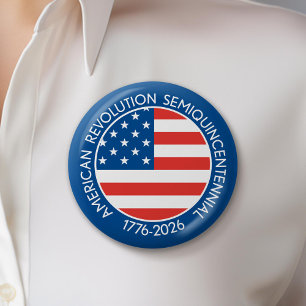 Bóton Redondo 5.08cm American 250 Semiquincentenal 1776-2026 EUA Flag