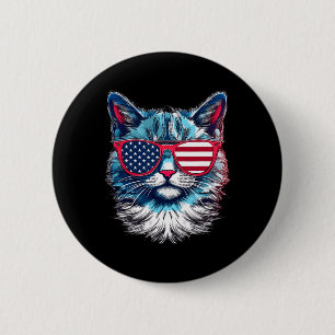 Bóton Redondo 5.08cm American Cat Sungles Usa Flag 4 De Julho Cat Grap