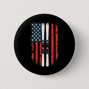Bóton Redondo 5.08cm American Flag Alpino Skiier 1
