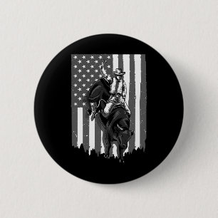 Bóton Redondo 5.08cm American Flag Bull Riding Cowboy 4 De Julho Patri