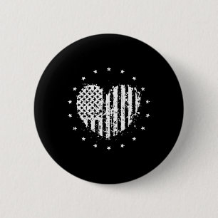 Bóton Redondo 5.08cm American Flag Heart 4 De Julho