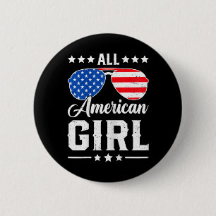 Bóton Redondo 5.08cm American Girl Em 4 De Julho Patriótico Americano M
