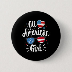 Bóton Redondo 5.08cm American Girl Women American Flag 4 Of Julho Patr