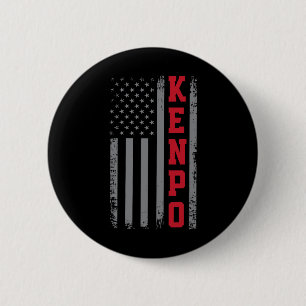 Bóton Redondo 5.08cm American Kenpo Karate Design Usa Flag Arte Marcial