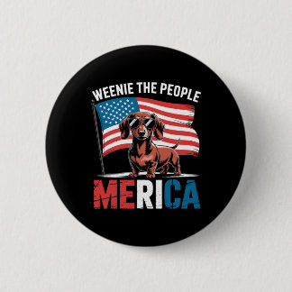 Bóton Redondo 5.08cm Americano Amante de Dachshund no 4 de Julho Merica