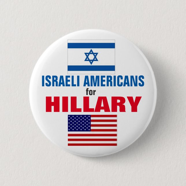 Bóton Redondo 5.08cm Americanos israelitas para Hillary 2016 (Frente)