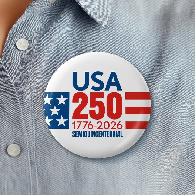 Bóton Redondo 5.08cm America's 250th Birthday - Stars and Stripes (Celebrate America's 250th Birthday with a Collectible Button for the 2026 Festivities)