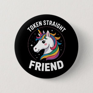 Bóton Redondo 5.08cm Amigo hetero Token Unicórnio Gay Orgulho LGBTQ Ali