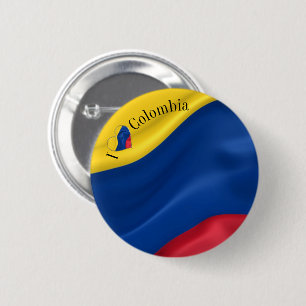 Bóton Redondo 5.08cm Amo a bandeira da Colômbia