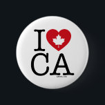 Bóton Redondo 5.08cm Amo CA | Amo Botões de Pino Personalizados do Cana<br><div class="desc">Informe a todos o quanto você ama o Canadá com este botão de pino "I Love CA" personalizável, com tipografia retrô e sotaque cardíaco de folha de mapa. A maneira perfeita de mostrar seu orgulho e amor pelo Canadá. Personalize adicionando seu nome. Outros países, Estados, províncias e cidades estão disponíveis....</div>