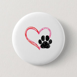 Bóton Redondo 5.08cm Amor Coração Gato Cachorro Impressão de Pata, Pres