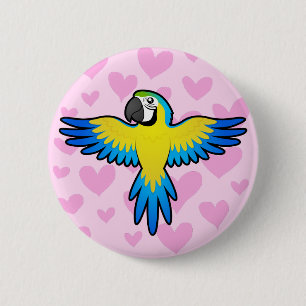 Bóton Redondo 5.08cm Amor do Macaw/papagaio