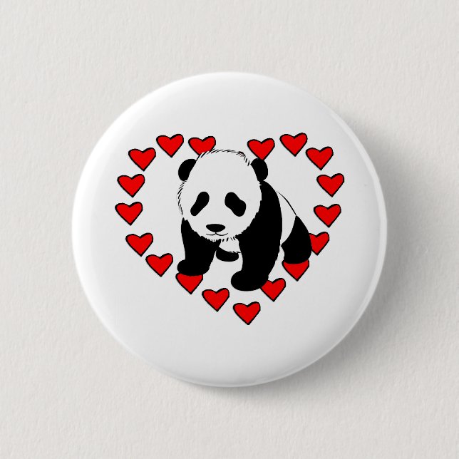 Bóton Redondo 5.08cm Amor do urso de panda (Frente)