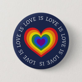Bóton Redondo 5.08cm Amor é Marinho Azul do Arco-Íris LGBTQ