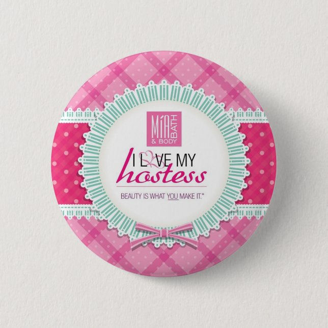 Bóton Redondo 5.08cm Amor redondo de I meu Pin da hospedeira (Frente)