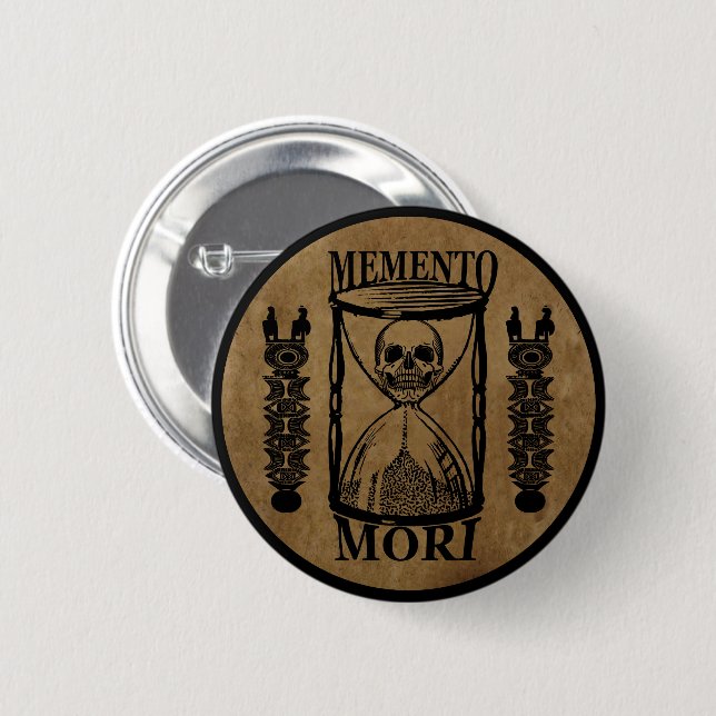 Bóton Redondo 5.08cm ampulheta memento mori (Frente & Verso)