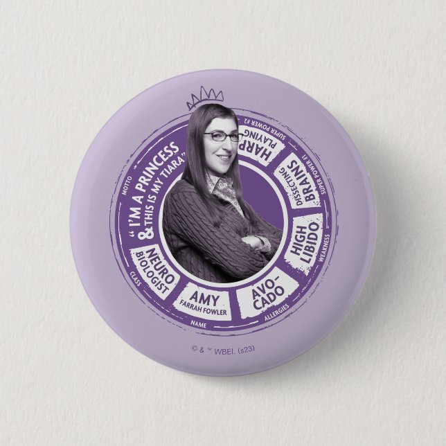 Bóton Redondo 5.08cm Amy Farrah Fowler Info Graphic (Frente)