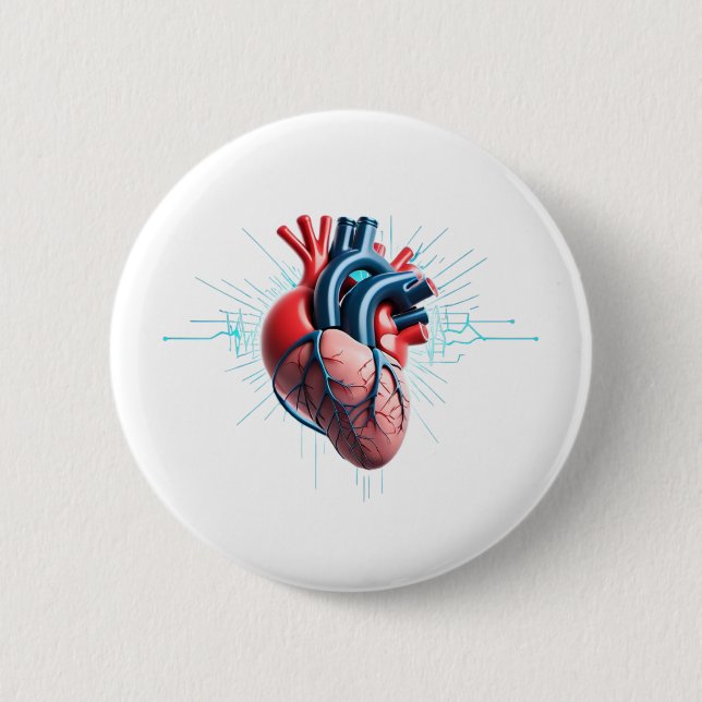 Bóton Redondo 5.08cm Anatomical Heart – Artistic Medical Illustration  (Frente)