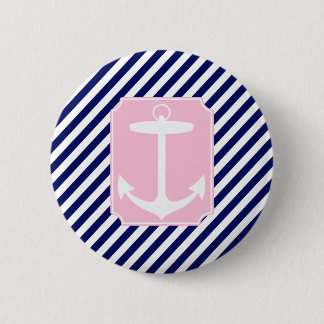 Bóton Redondo 5.08cm Âncora azul e rosa