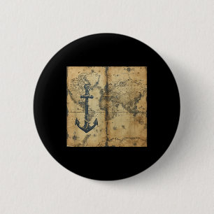 Bóton Redondo 5.08cm Âncora de velho barco de pirata náutico vintage ma