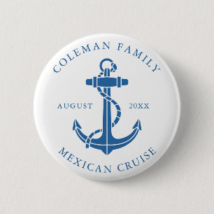Bóton Redondo 5.08cm Âncora Náutica de Navio de Cruzeiro Personalizada 