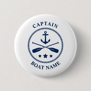Bóton Redondo 5.08cm Âncora Náutica Oars Capitão Nome do Barco Marin