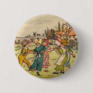 Bóton Redondo 5.08cm Anel de Kate Greenaway em torno do Rosey