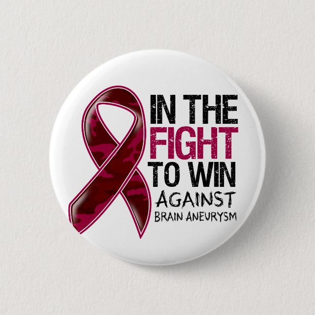 Bóton Redondo 5.08cm Aneurismo Cerebral - Luta Para Ganhar (Frente)