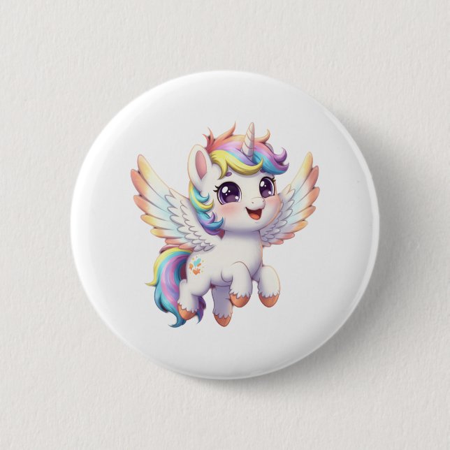 Bóton Redondo 5.08cm Angel unicorn is so cute (Frente)