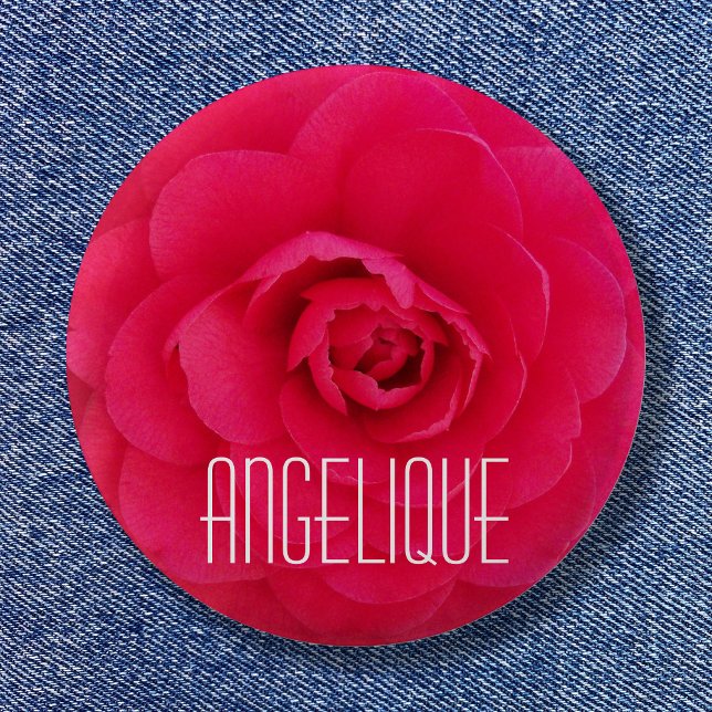 Bóton Redondo 5.08cm Angelique em uma Camélia Rosa (Angelique on a Pink Camellia Pinback Button)