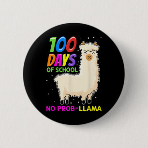Bóton Redondo 5.08cm Animais Da Fazenda Llama - 100 Dias Da Escola Sem