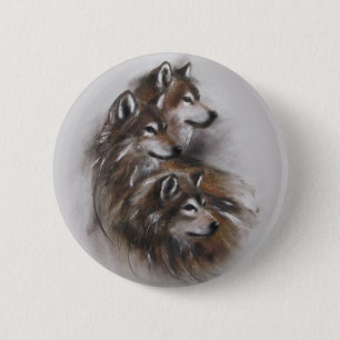 Bóton Redondo 5.08cm animais dos lobos do lobo, animais selvagens, arte