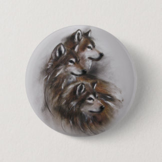 Bóton Redondo 5.08cm animais dos lobos do lobo, animais selvagens, arte