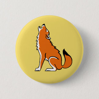 Bóton Redondo 5.08cm Animais selvagens - Red WOLF - Nature - amarelo