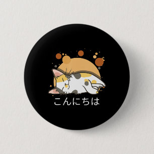 Bóton Redondo 5.08cm Anime de Gato Kawaii Garotas-Presente Japonesas Es