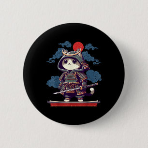 Bóton Redondo 5.08cm Anime Gato Samurai Japonês Tattoo Kawaii Ninja