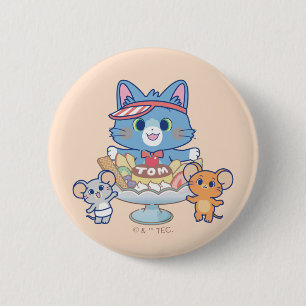 Bóton Redondo 5.08cm Anime Tom, Jerry e Tuffy Dessert Parlor