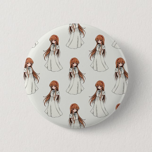 Bóton Redondo 5.08cm Anime Weeb Girl Manga Pattern Design (Frente)