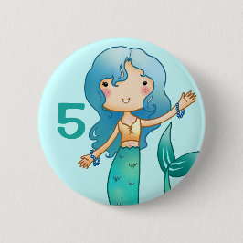 Bóton Redondo 5.08cm Aniversário alegre da sereia dos desenhos animados