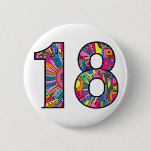 Bóton Redondo 5.08cm aniversário de 18 anos mandela 18 Hipster colorido