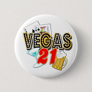 Bóton Redondo 5.08cm Aniversário de 21 anos de Vegas