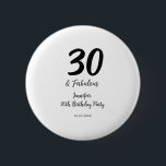 Bóton Redondo 5.08cm aniversário de 30 anos adicionar nome data ano neg<br><div class="desc">design editável</div>