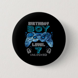 Bóton Redondo 5.08cm Aniversário de 7 anos do garoto Gamer Nível 7 Desb