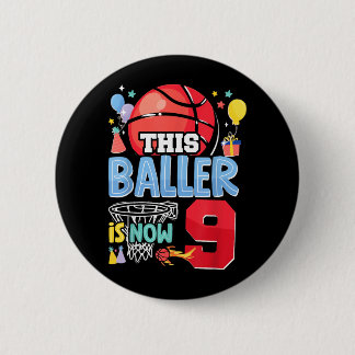 Bóton Redondo 5.08cm Aniversário de 9 anos do Basball Bball Este jogado