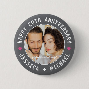 Bóton Redondo 5.08cm Aniversário de Casamento Foto Personalizada