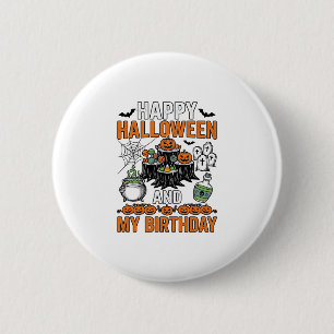 Bóton Redondo 5.08cm Aniversário de Halloween Design de Festa de Abóbor
