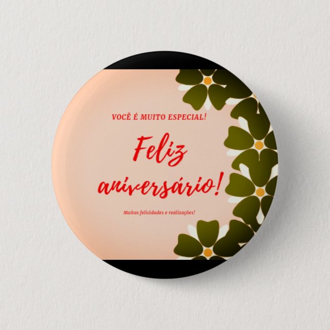 Bóton Redondo 5.08cm Aniversario do feliz de Botão Redondo (Frente)